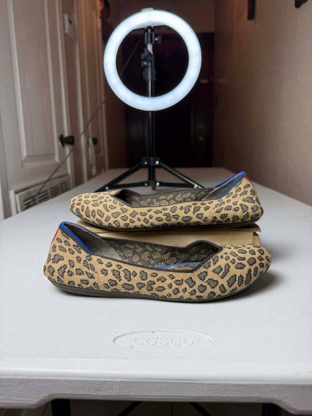 Rothy’s Round Toe Ballet Flats Spotted Cheetah Leopard Print Women’s Sz 8 Brown